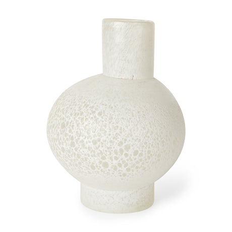 Heket Short White Glass Vase from Mercana - Luna Furniture