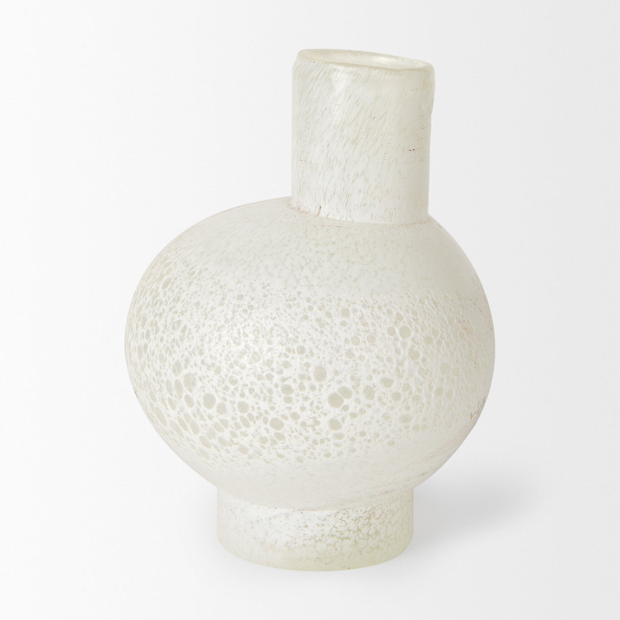Heket Short White Glass Vase from Mercana - Luna Furniture