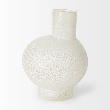 Heket Short White Glass Vase from Mercana - Luna Furniture