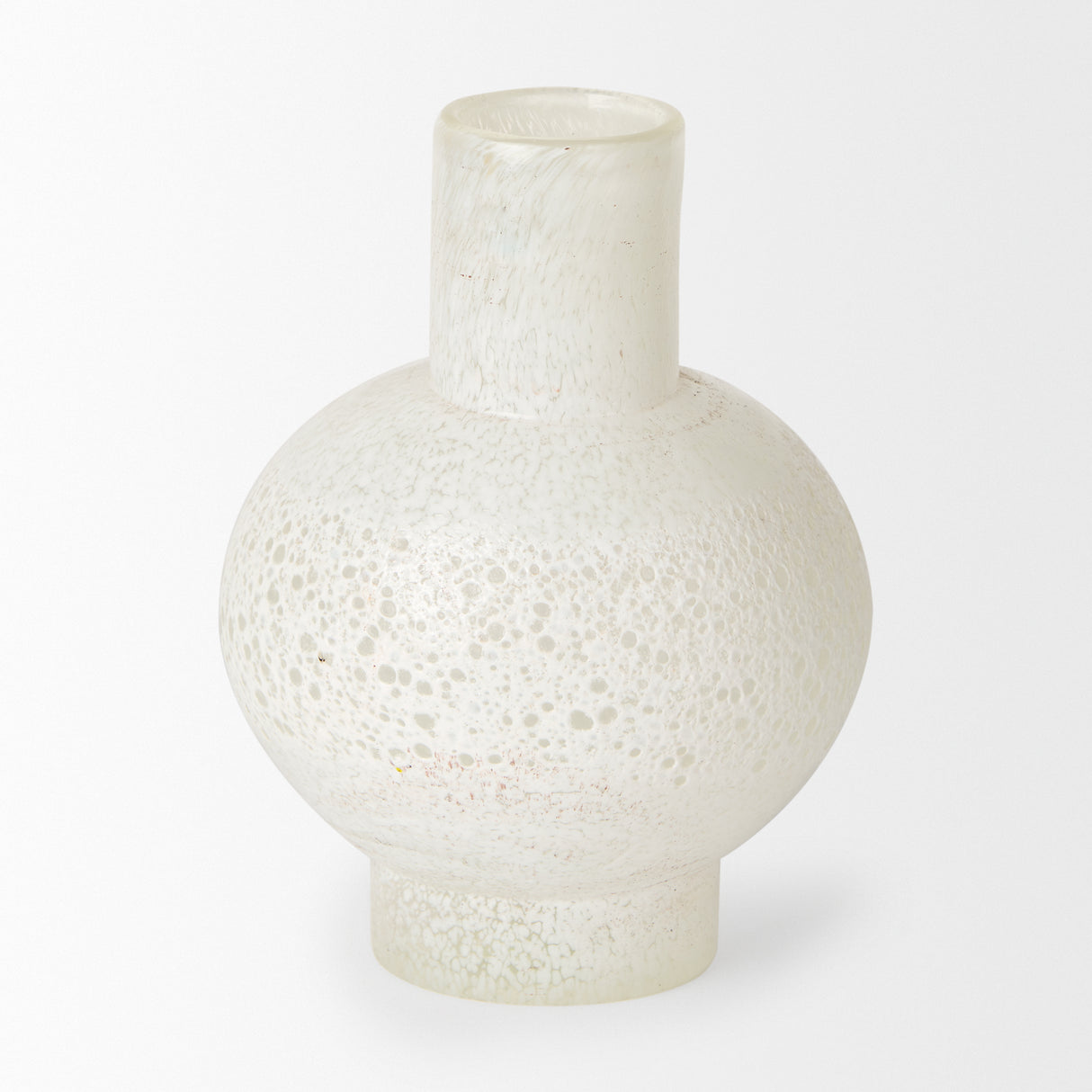 Heket Short White Glass Vase from Mercana - Luna Furniture
