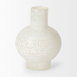 Heket Short White Glass Vase from Mercana - Luna Furniture