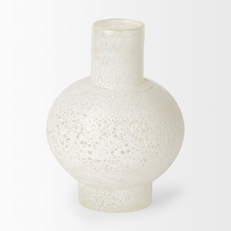 Heket Short White Glass Vase from Mercana - Luna Furniture