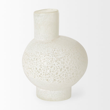 Heket Short White Glass Vase from Mercana - Luna Furniture