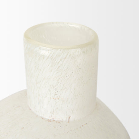 Heket Short White Glass Vase from Mercana - Luna Furniture