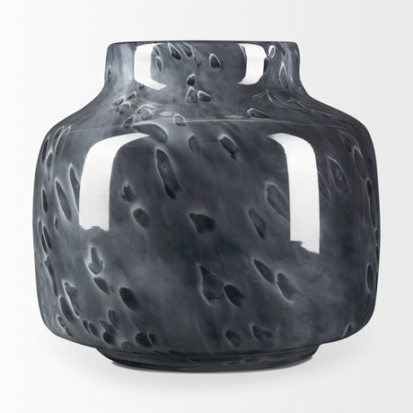 Masai Small Black Mottled Glass Vase from Mercana - Luna Furniture