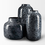 Masai Large Black Mottled Glass Vase from Mercana - Luna Furniture