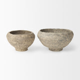Sonu Set of 2 Gray Paper Mache Half-Pot Bowls from Mercana - Luna Furniture
