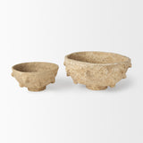 Sonam Set of 2 Beige Paper Mache Spiked Bowls from Mercana - Luna Furniture