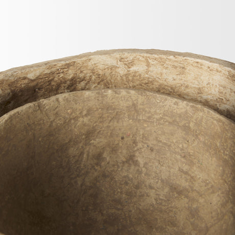 Sonam Set of 2 Beige Paper Mache Spiked Bowls from Mercana - Luna Furniture