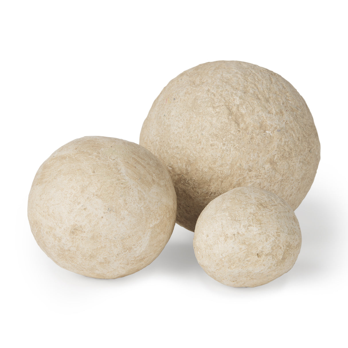 Sunita Set of 3 Beige Paper Mache Orbs from Mercana - Luna Furniture