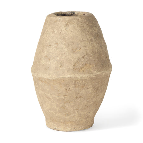 Rundal Small Beige Paper Mache Vase from Mercana - Luna Furniture