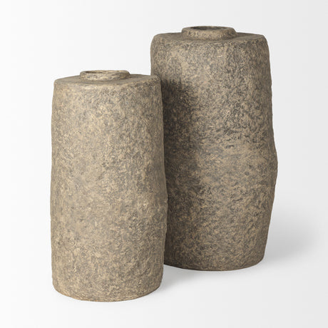 Rama Small Gray Paper Mache Floor Vase from Mercana - Luna Furniture