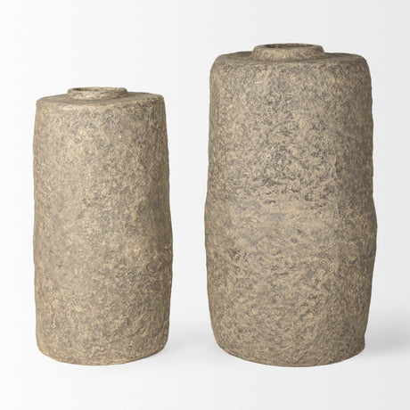 Rama Small Gray Paper Mache Floor Vase from Mercana - Luna Furniture