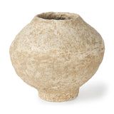 Ritu Small Beige Paper Mache Pot Vase from Mercana - Luna Furniture