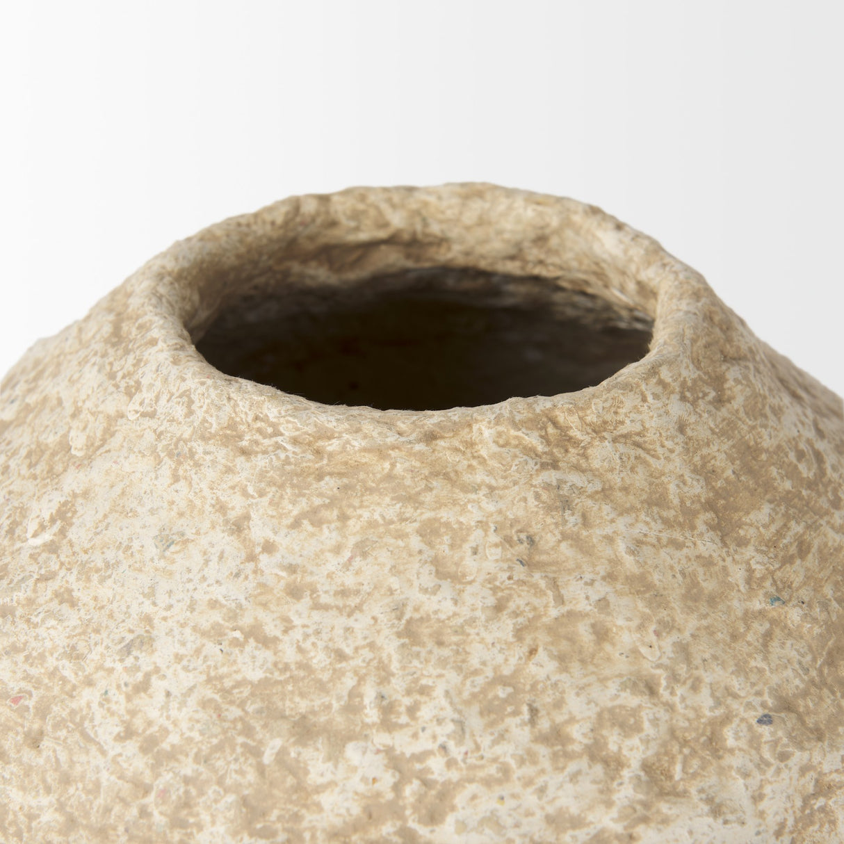 Ritu Small Beige Paper Mache Pot Vase from Mercana - Luna Furniture
