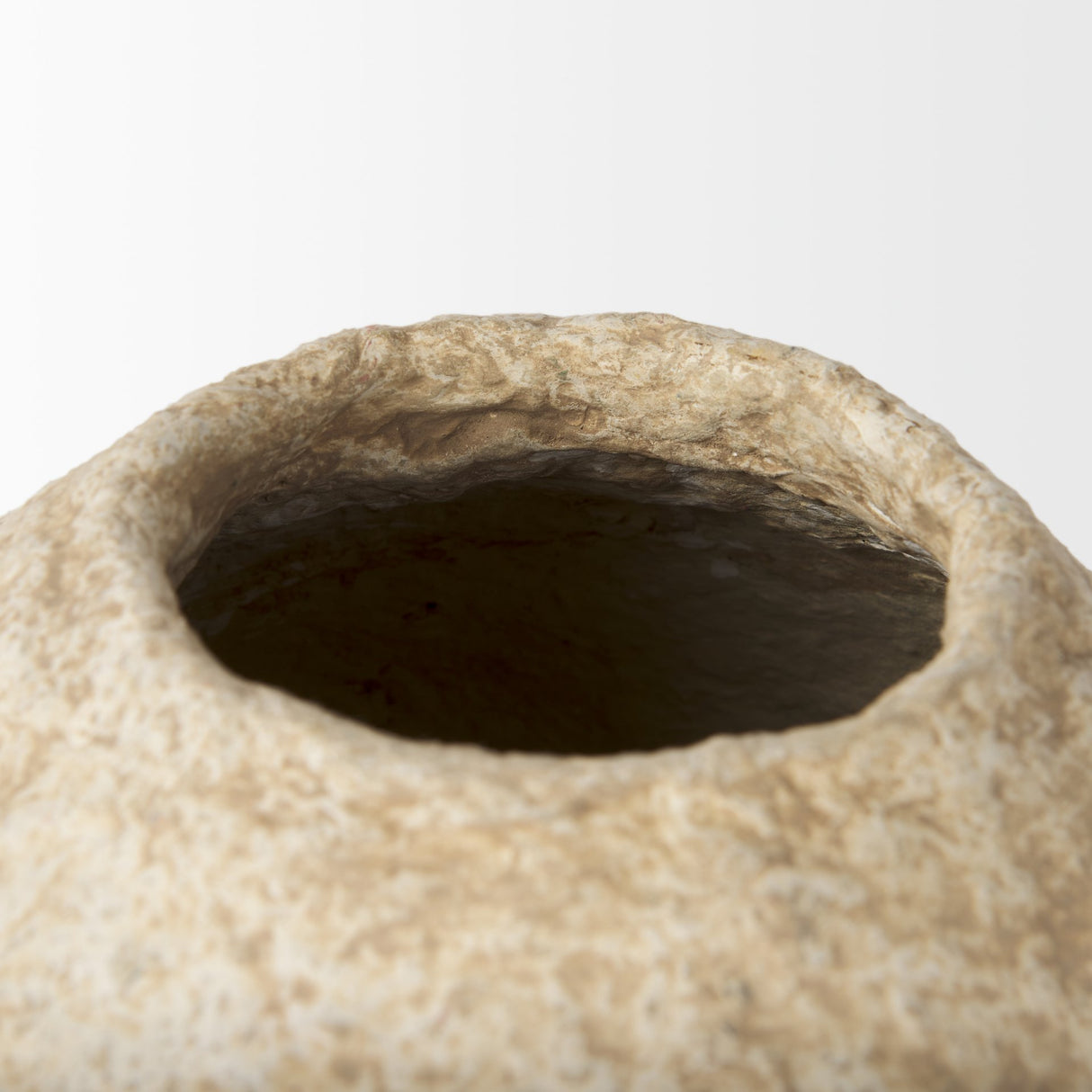 Ritu Small Beige Paper Mache Pot Vase from Mercana - Luna Furniture