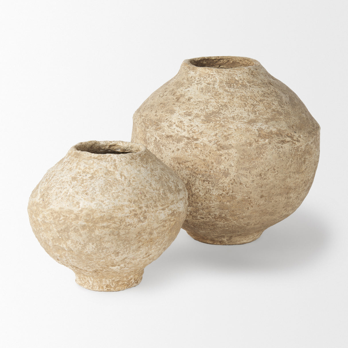 Ritu Small Beige Paper Mache Pot Vase from Mercana - Luna Furniture