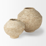 Ritu Small Beige Paper Mache Pot Vase from Mercana - Luna Furniture