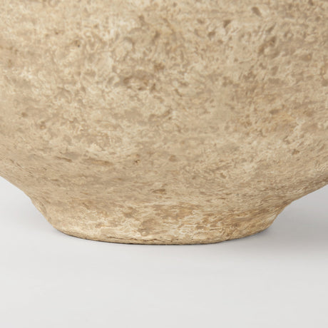 Ritu Large Beige Paper Mache Pot Vase from Mercana - Luna Furniture