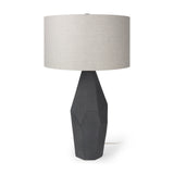 Piven Black w/ Gray Wash Textured Ceramic Table Lamp from Mercana - Luna Furniture