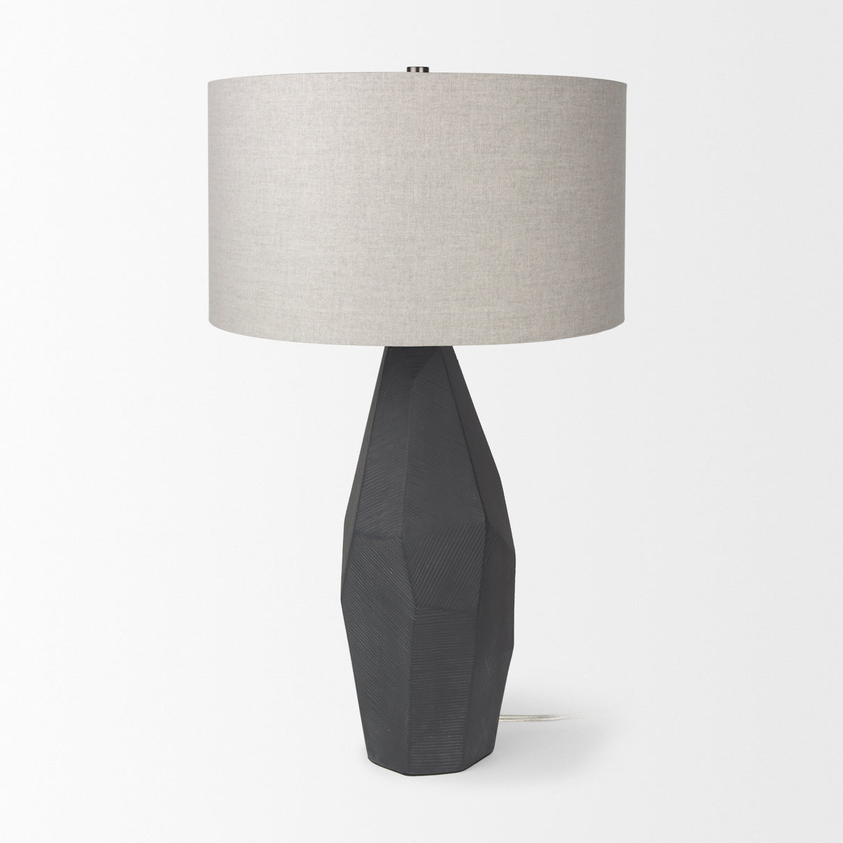 Piven Black w/ Gray Wash Textured Ceramic Table Lamp from Mercana - Luna Furniture