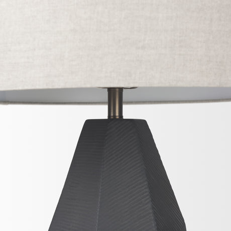 Piven Black w/ Gray Wash Textured Ceramic Table Lamp from Mercana - Luna Furniture