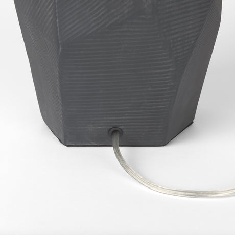 Piven Black w/ Gray Wash Textured Ceramic Table Lamp from Mercana - Luna Furniture
