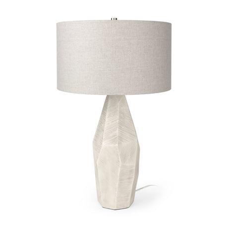 Piven White w/Antiqued Wash Textured Ceramic Table Lamp from Mercana - Luna Furniture