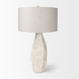 Piven White w/Antiqued Wash Textured Ceramic Table Lamp from Mercana - Luna Furniture