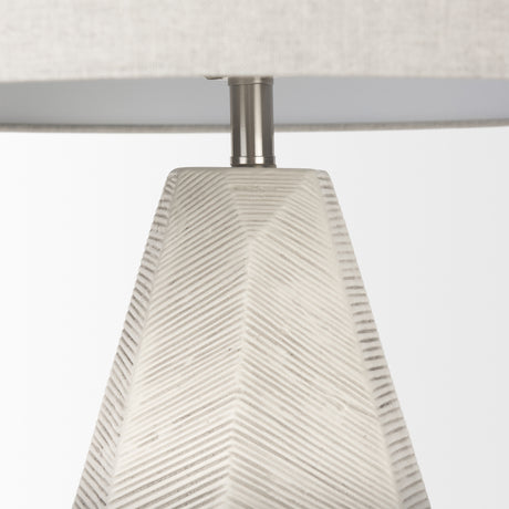 Piven White w/Antiqued Wash Textured Ceramic Table Lamp from Mercana - Luna Furniture