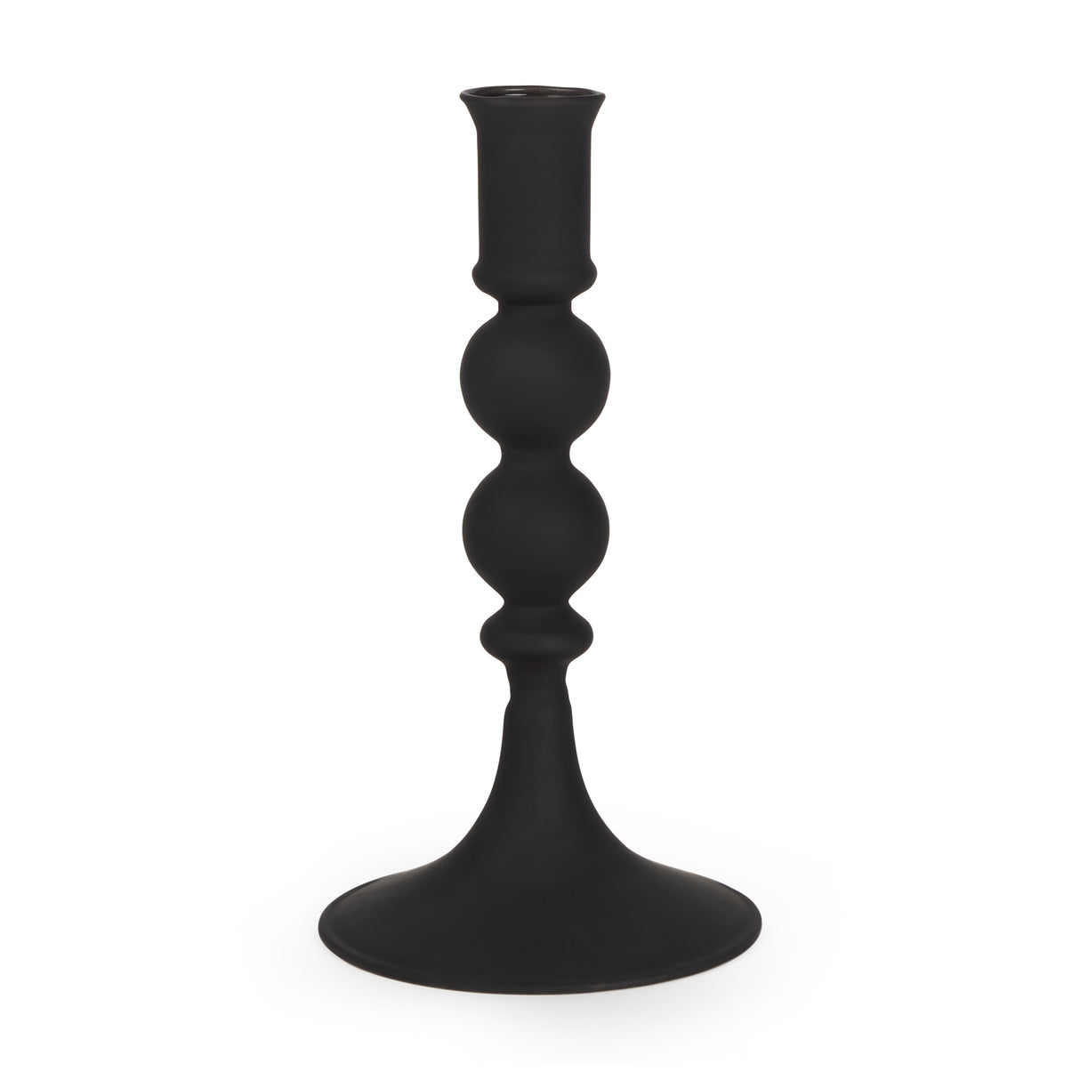 Haute Small Matte Black Blown Glass Candlestick from Mercana - Luna Furniture