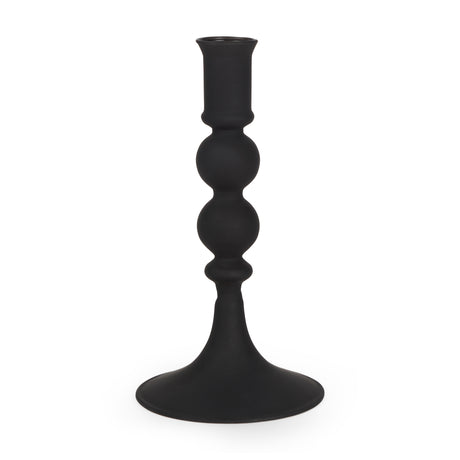 Haute Small Matte Black Blown Glass Candlestick from Mercana - Luna Furniture