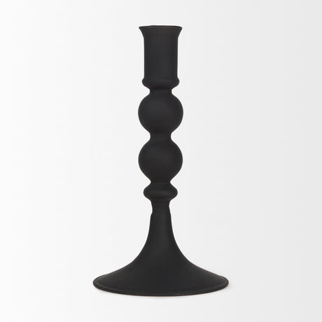 Haute Small Matte Black Blown Glass Candlestick from Mercana - Luna Furniture