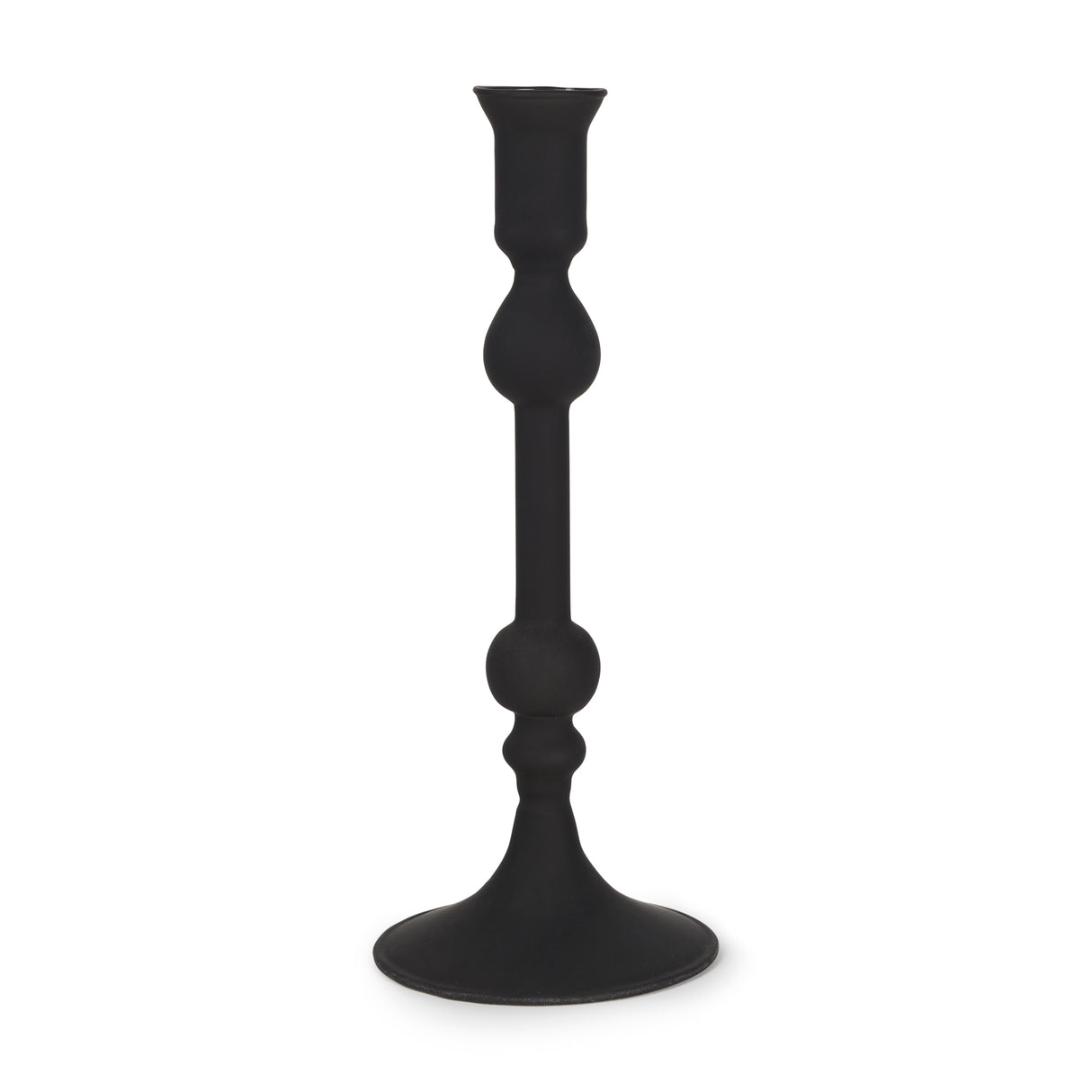 Haute Medium Matte Black Blown Glass Candlestick from Mercana - Luna Furniture