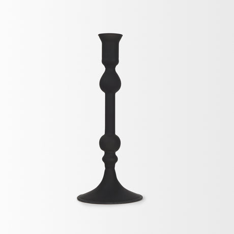 Haute Medium Matte Black Blown Glass Candlestick from Mercana - Luna Furniture