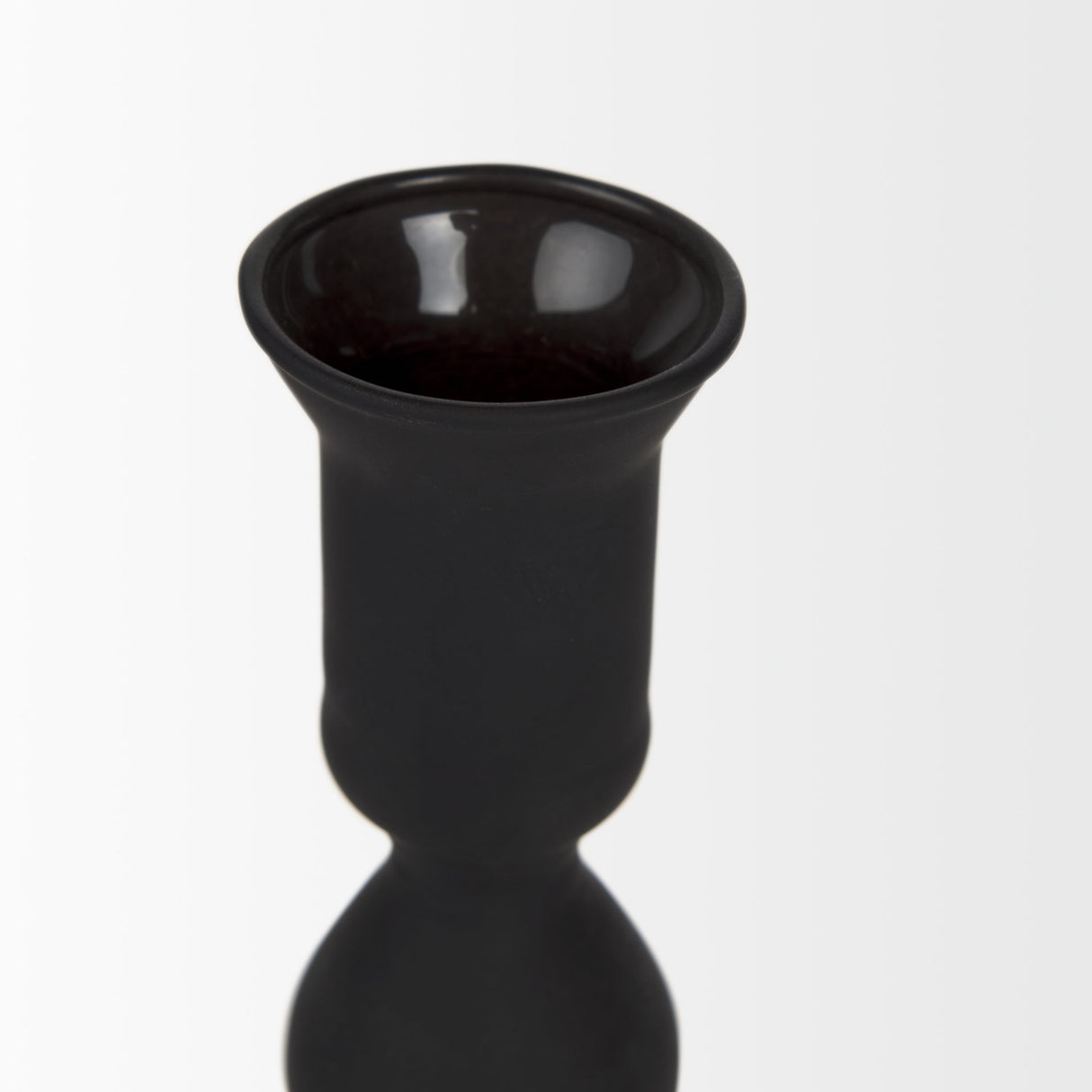 Haute Medium Matte Black Blown Glass Candlestick from Mercana - Luna Furniture