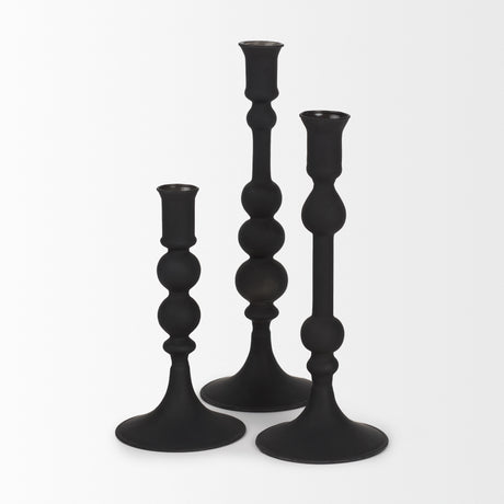 Haute Medium Matte Black Blown Glass Candlestick from Mercana - Luna Furniture