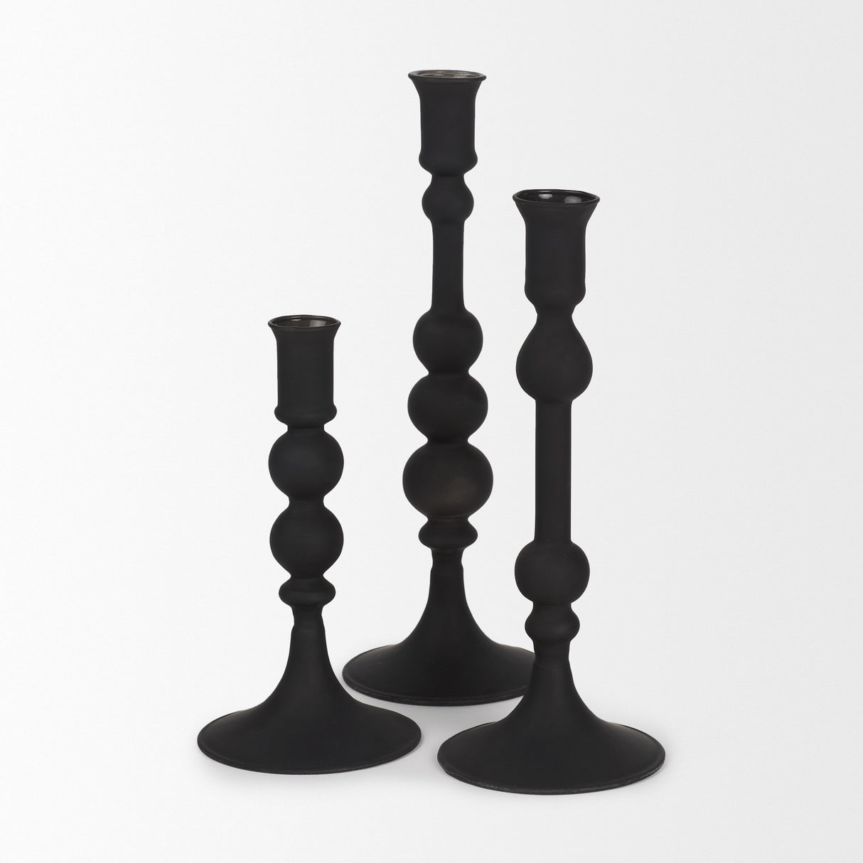 Haute Large Matte Black Blown Glass Candlestick from Mercana - Luna Furniture