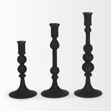 Haute Large Matte Black Blown Glass Candlestick from Mercana - Luna Furniture