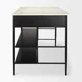 Amika White Marble Top Black Metal Base Kitchen Island from Mercana - Luna Furniture