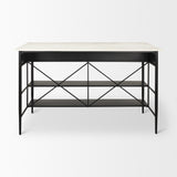 Amika White Marble Top Black Metal Base Kitchen Island from Mercana - Luna Furniture