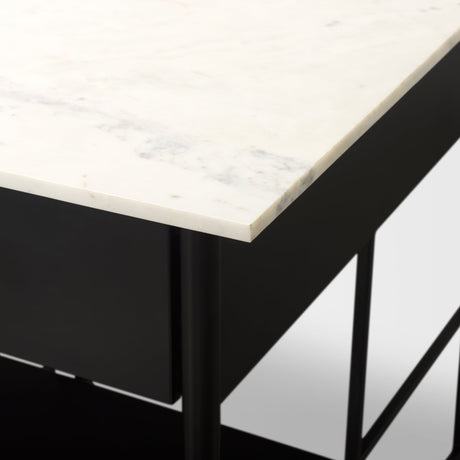 Amika White Marble Top Black Metal Base Kitchen Island from Mercana - Luna Furniture