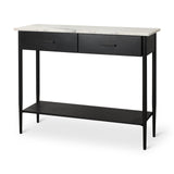 Amika White Marble Top Black Metal Base Console Table from Mercana - Luna Furniture