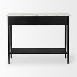 Amika White Marble Top Black Metal Base Console Table from Mercana - Luna Furniture
