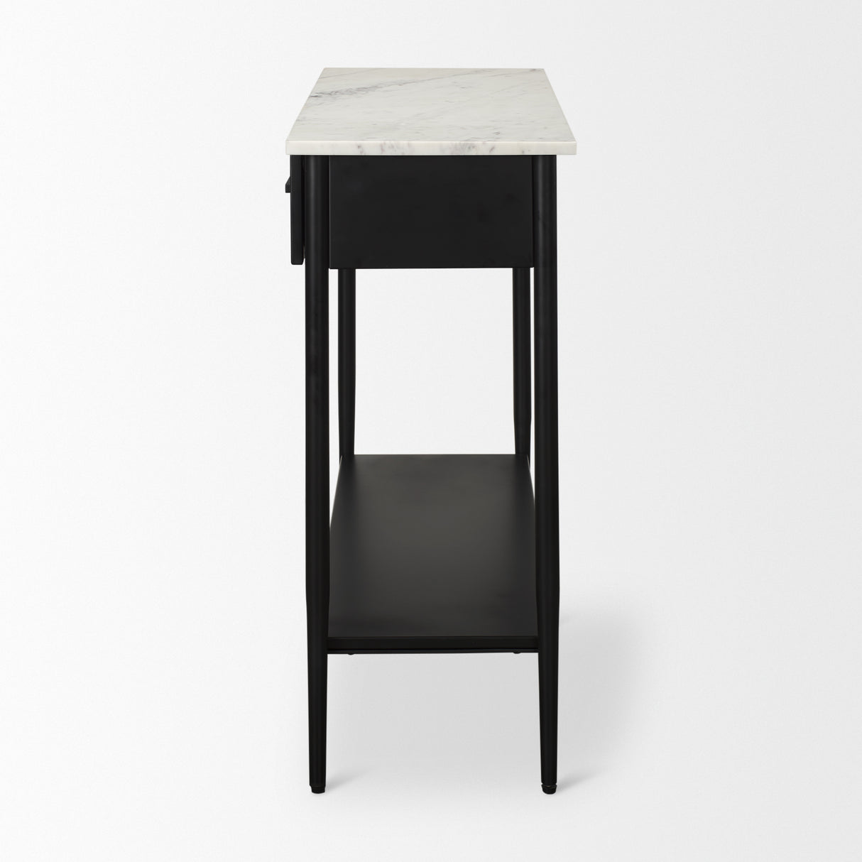 Amika White Marble Top Black Metal Base Console Table from Mercana - Luna Furniture