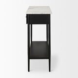 Amika White Marble Top Black Metal Base Console Table from Mercana - Luna Furniture