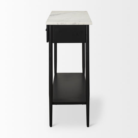 Amika White Marble Top Black Metal Base Console Table from Mercana - Luna Furniture