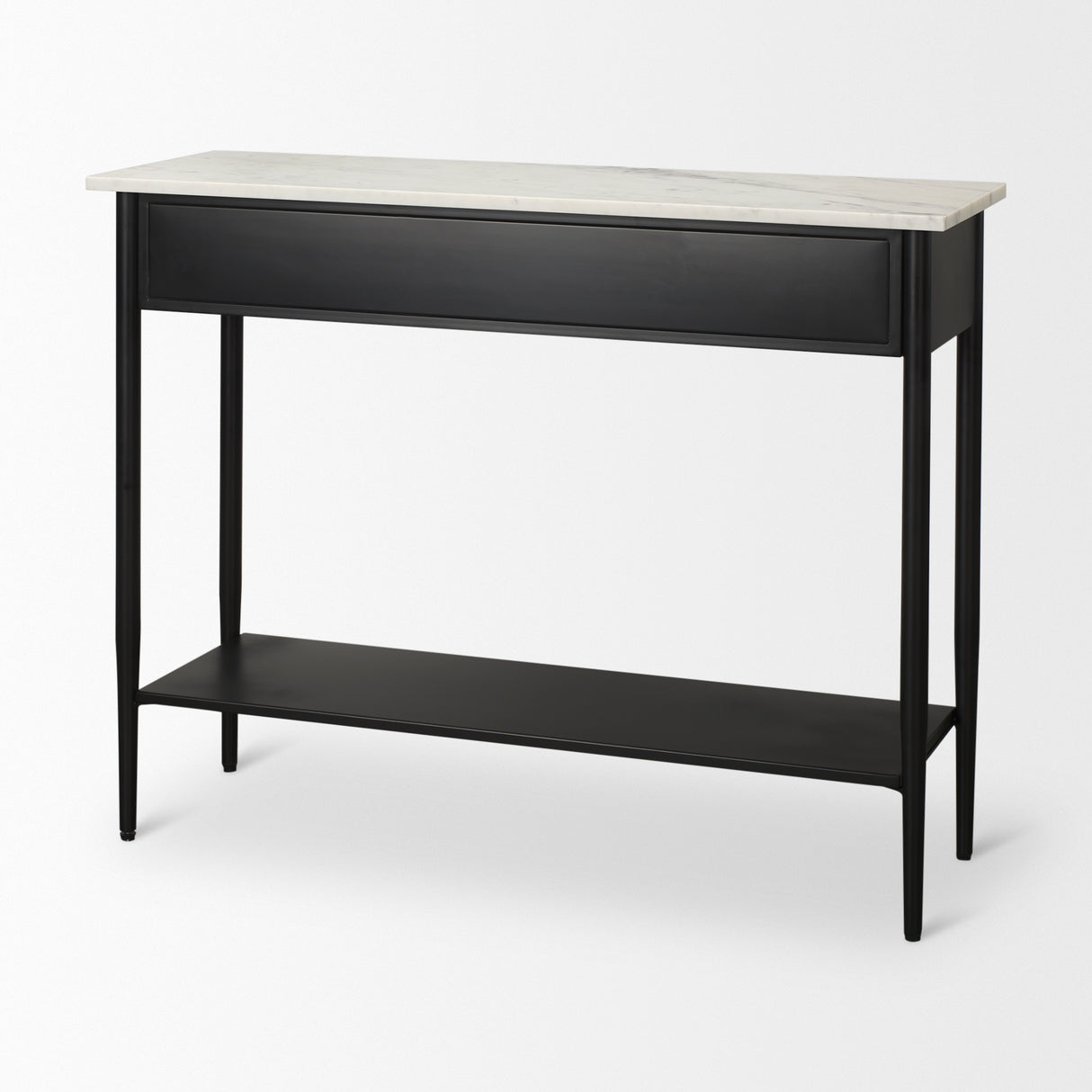 Amika White Marble Top Black Metal Base Console Table from Mercana - Luna Furniture