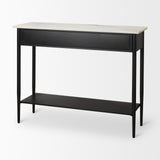 Amika White Marble Top Black Metal Base Console Table from Mercana - Luna Furniture
