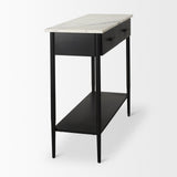 Amika White Marble Top Black Metal Base Console Table from Mercana - Luna Furniture